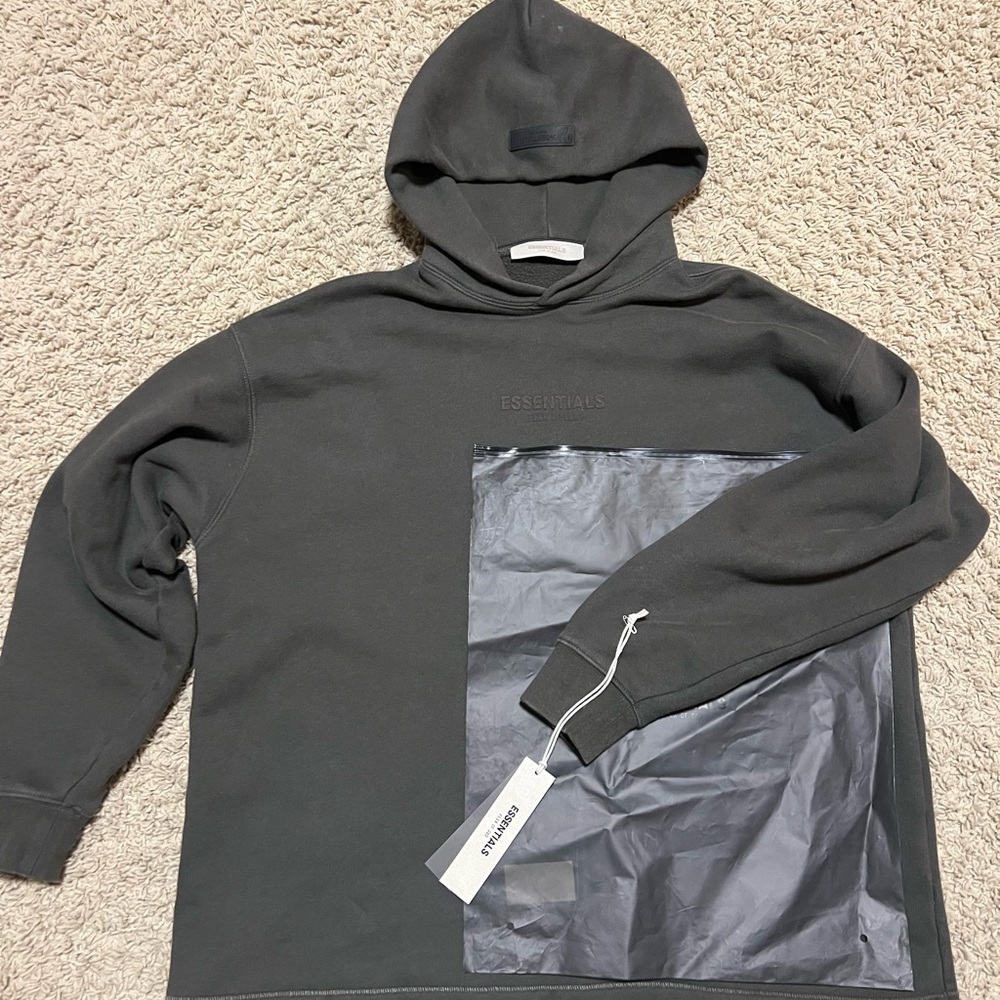 Essentials Olive Hoodie with Embossed Logo